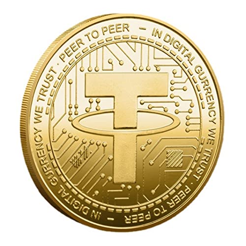 2 Pieces USDT Coin Physical Crypto Coins Tether Cryptocurrency Made Tangible Cryptobitcoins Novelty Hobby Commemorative Coin, Gold