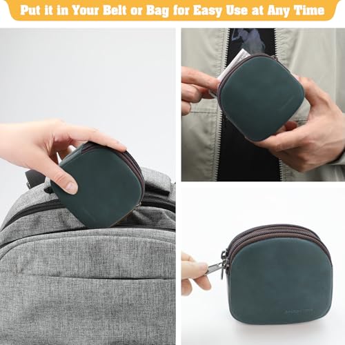 Image of Jack&Chris Coin Purse for Men, Genuine Leather Mini Coin Wallet Zipper Pocket with Back Belt Loop, Coin Bag for Men, Blue