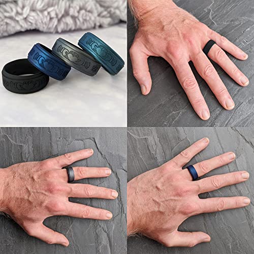 Knot Theory Silicone Ring for Men - Trinity, Claddagh, Celtic Engraving - 8mm Bandwidth Breathable Comfort Fit3