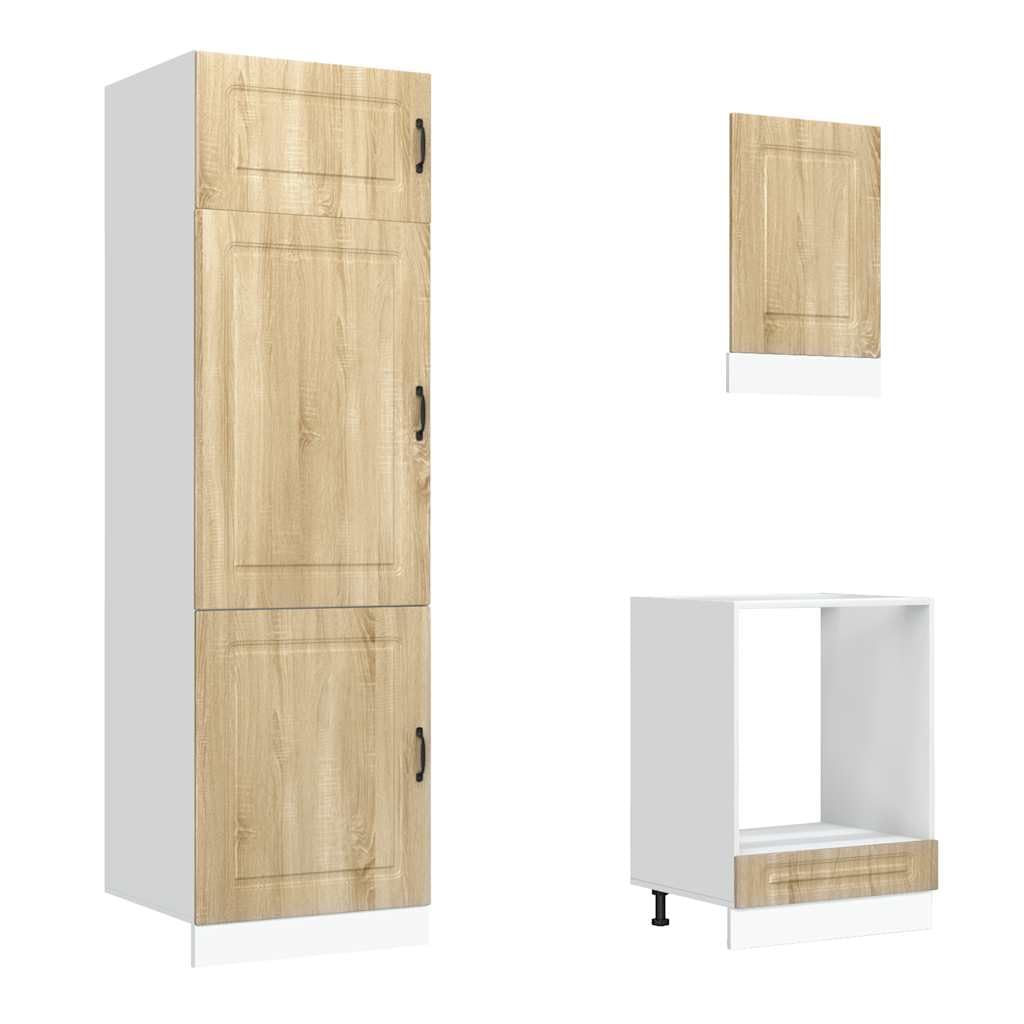 Kalmar - Set di 7 mobili da cucina in legno di quercia Sonoma, soluzione durevole per cucine moderne, piedini regolabili