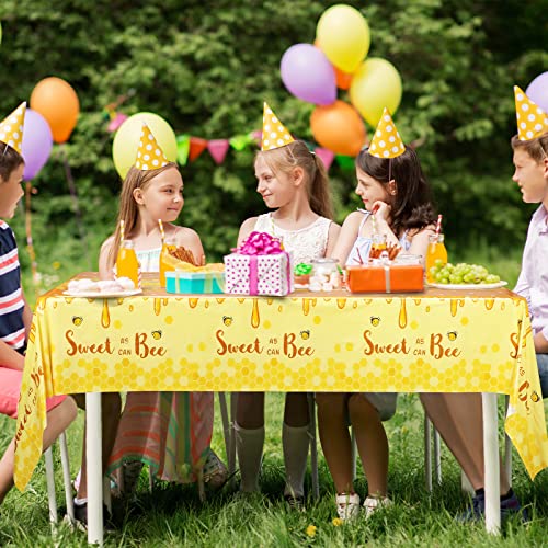 Durony DY0418 2 Pieces Bee Plastic Tablecloths Table Covers Sweet As Can Bee Waterproof Tablecovers Large Size 54 X 108 Inches Bee Decorative Table Cover thumb #6