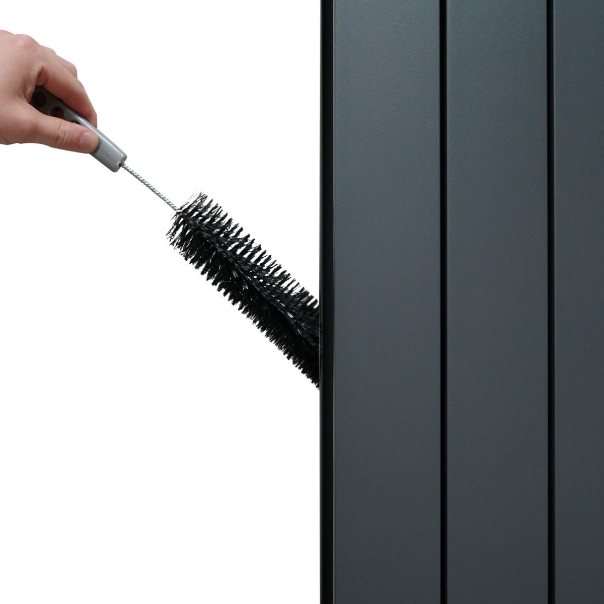 Radiatore di Design in Alluminio 1800mm x 315mm Verticale Doppio Pannello Piatto A Colonna Termosifone Moderno Leggero Grigio Antracite Spazzola Kit di Fissaggio Staffe Inclusi