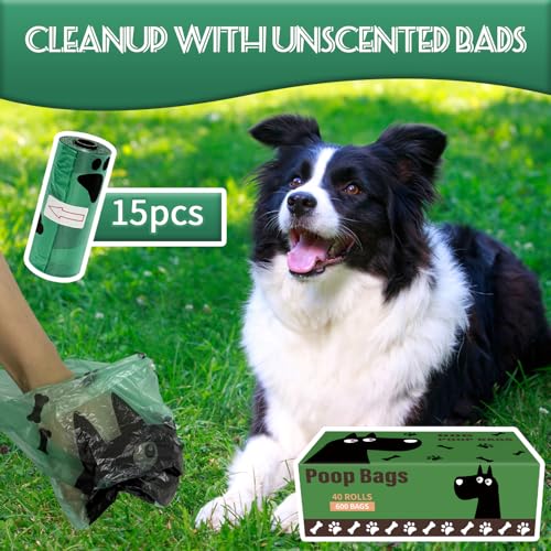 Image of Dog Poop Bags, 600 Count Heavy Duty Waste Bags for Dog, Doggy Poop Bags for Outdoor Walk | Leak-proof | Sturdy | Easy Open | Scented (Deep Green, 600 Count (40 Roll))