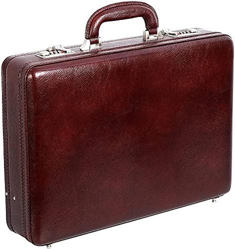 Leather Briefcase Attache Case for Men Full Grain Leather Briefcase Bag for Office Work Computer Attache Case DA Leather Villa Brown