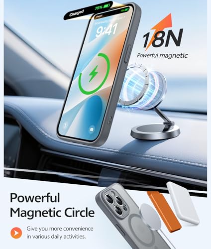 Image of FNTCASE for iPhone 15 Pro Case: [Compatible with Magsafe] Translucent Matte Cases with [Full Camera Protection] [Screen Protector] Military Grade Shockproof Protective Phone Cover - Gray