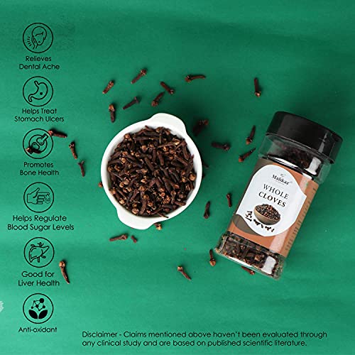 Image of Malikaz' The Royale Taste Whole Cloves Jar, 50 Gm | Intense | 100% Natural | No Additives | Easy to Provide Subtle Sweetness But Plenty of Warmth to Any Dish