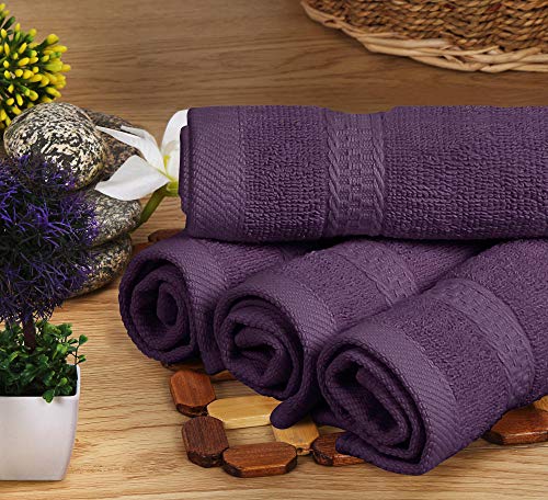 Utopia Towels - 8 teilig Handtücher Set aus Baumwolle mit Aufhänger - 2 Badetuch, 2 Handtücher und 4 Washclappen - (Pflaume)