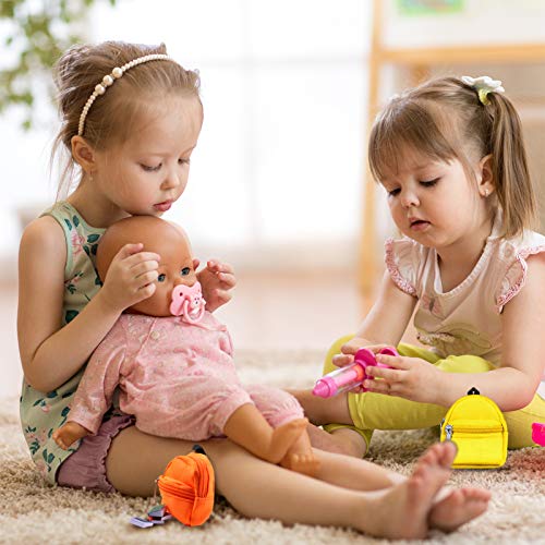 Sumind 14 Pieces Doll Accessories Include 6 Pieces Mini Doll Backpacks Mini Doll Bag Cute Zipper Backpack Mini Books Backpacks and 8 Pieces Miniatures Doll Books for Doll Accessories