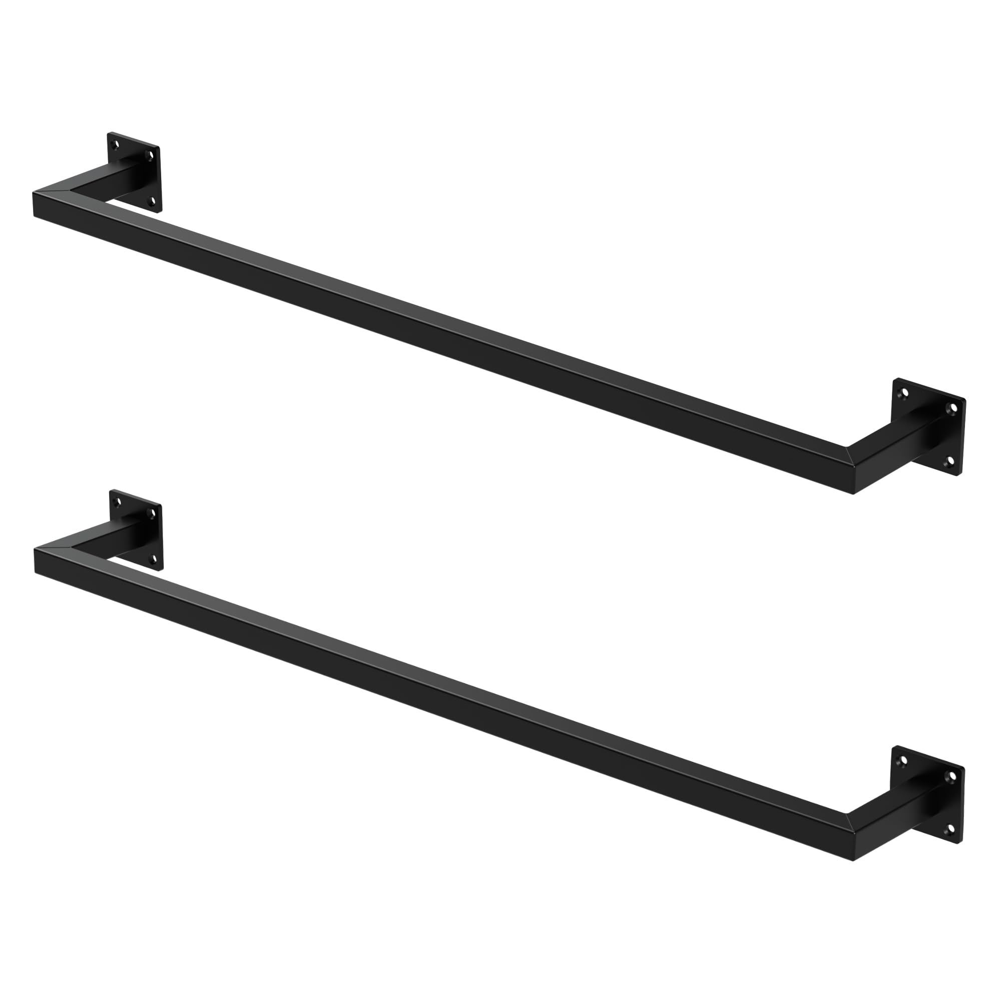 ML-​Design 2X Percheros de Pared 90x12cm Negro Acero Inoxidable para Vestidor o Armario Barra de Almacenamiento hasta 50kg Perchero para Ropa Toallas o Utensilios de Cocina Incl. Material de Fijación