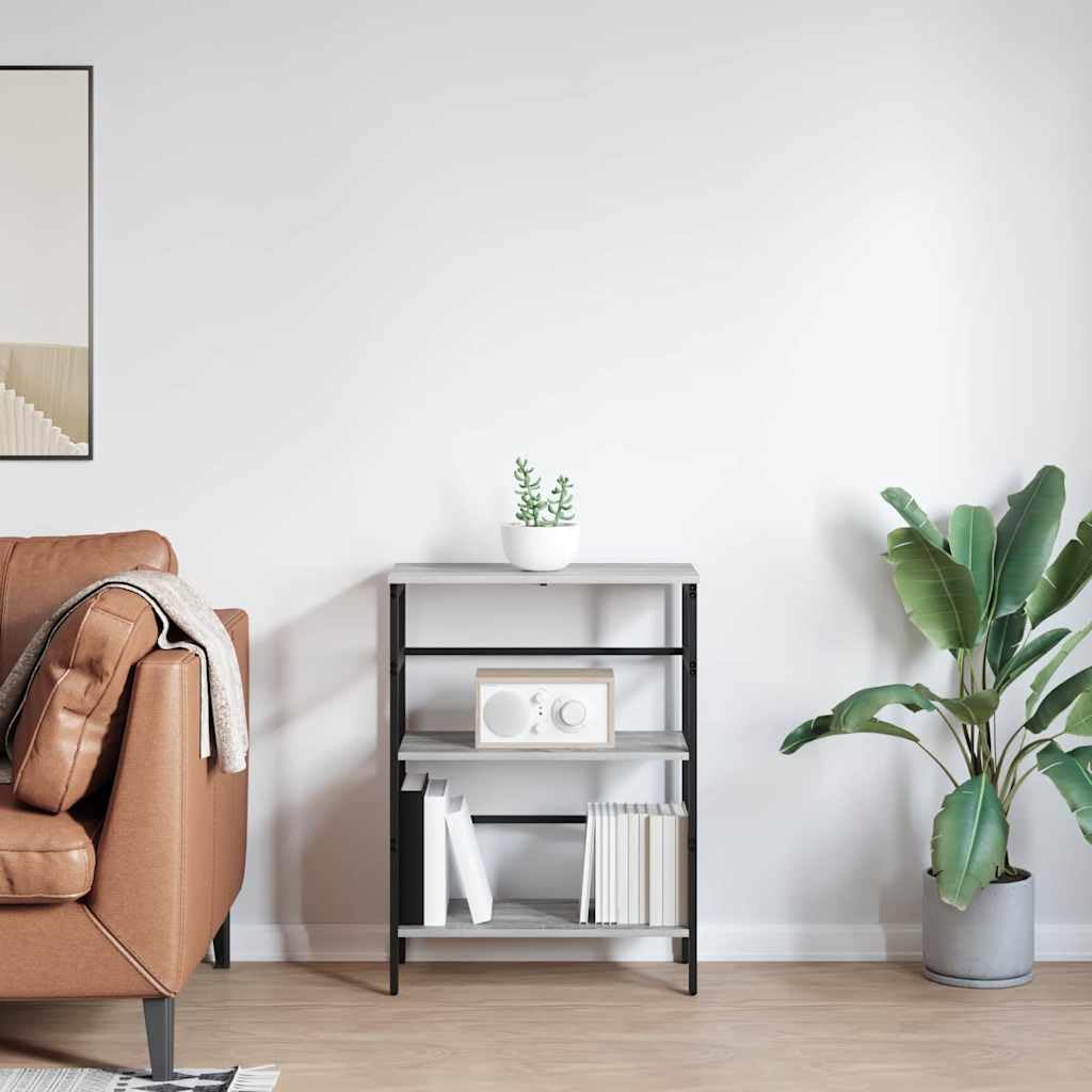 Libreria in stile industriale per soggiorno e ufficio, 60 x 29,5 x 81 cm, in legno grigio sonoma