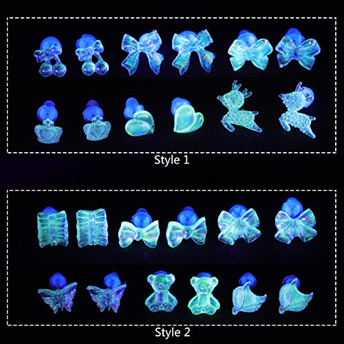 Aoedej 6 Pairs Plastic Earrings Glow Earrings Kids Earrings Plastic Stud Earrings Bow Earrings For Women Sensitive Earrings For Girls (Style 1) #TOP5