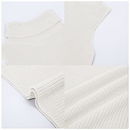 Image of Womens Sleeveless Sweater Vest Turtleneck Ribbed Knit Tank Tops Basic Slim Fit Top