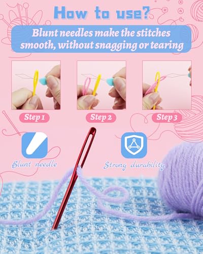 Image of FIVEIZERO 19 Pcs Yarn Needles Set, Assorted Yarn Needles Bent Tapestry Needle Weaving Needle Darning Needles Plastic Needles Large Eye Blunt Knitting Needles for Sewing Crochet 03
