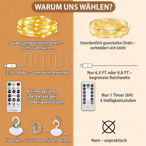 HXWEIYE 300LED Lichtervorhang 3mx3m USB, Fernbedienung, 8 Modi & Timer – Ansicht 2