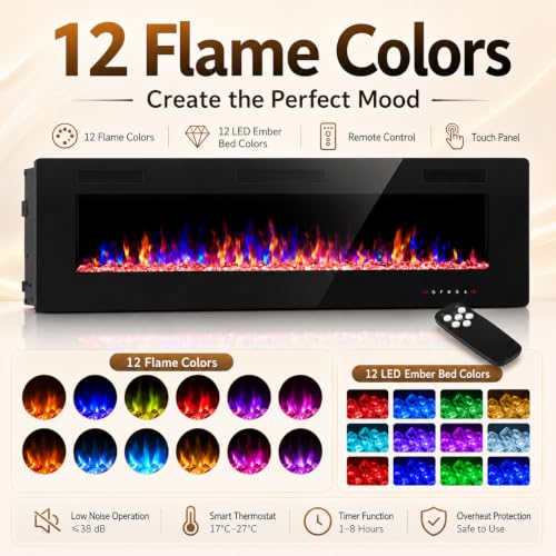 Image of Garvee 30 Inch Electric Fireplace, Modern Wall Mounted Fireplace Heater