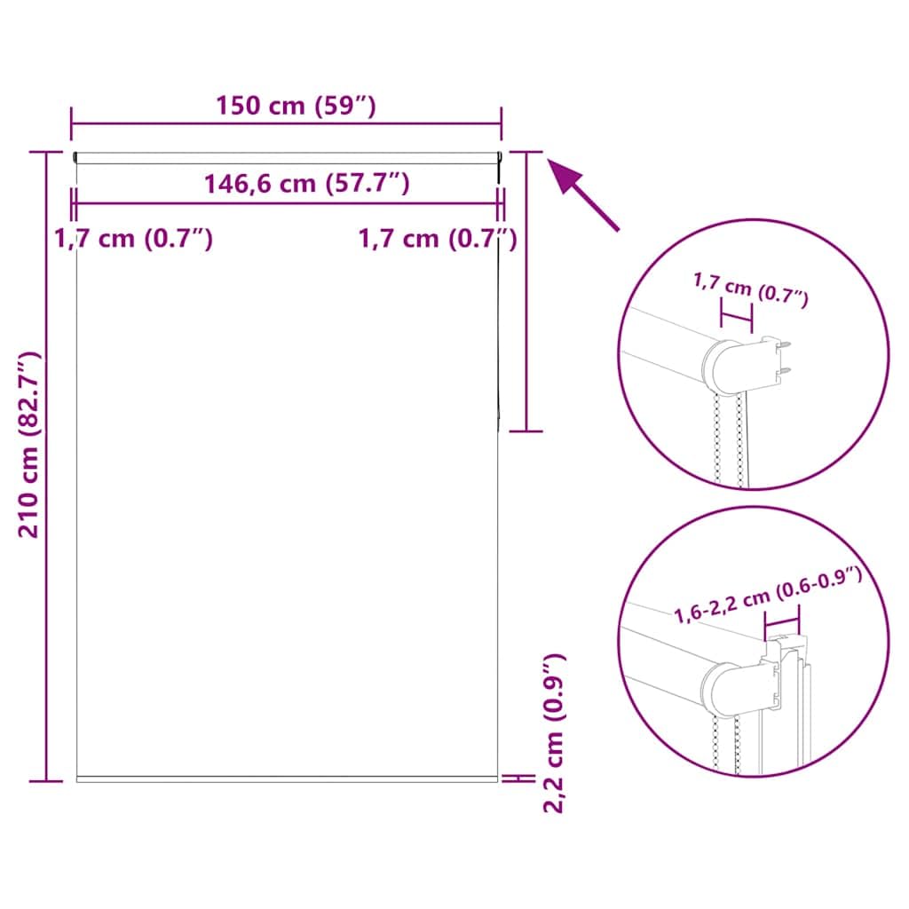 vidaXL Estor Enrollable Opaco Blanco 150x210 cm Tela Ancho 146,6 cm