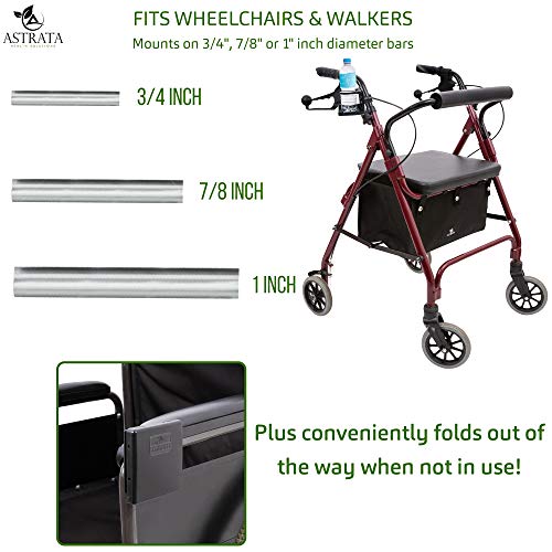 Wheelchair Side Bag with Large Cup Holder - Arm Rest Pouch and Drink CupHolder - Wheel Chair Accessories Organizers and Water Bottle Holder Fits Walkers, Rollators for Seniors and Handicap (Floral) - Thumbnail 7