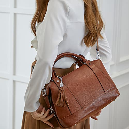 HESHE Genuine Leather Purses and Handbags for Women Tote Top Handle Bags Crossbody Bag Hobo Ladies Purse - Image 3