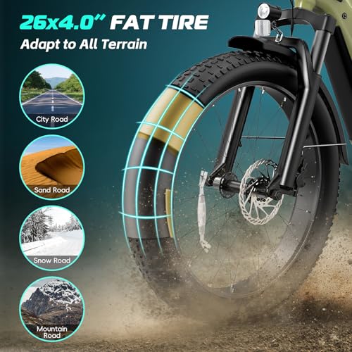 Vivi ACE01 Electric Bike for Adults,26″ x 4.0 Fat Tire