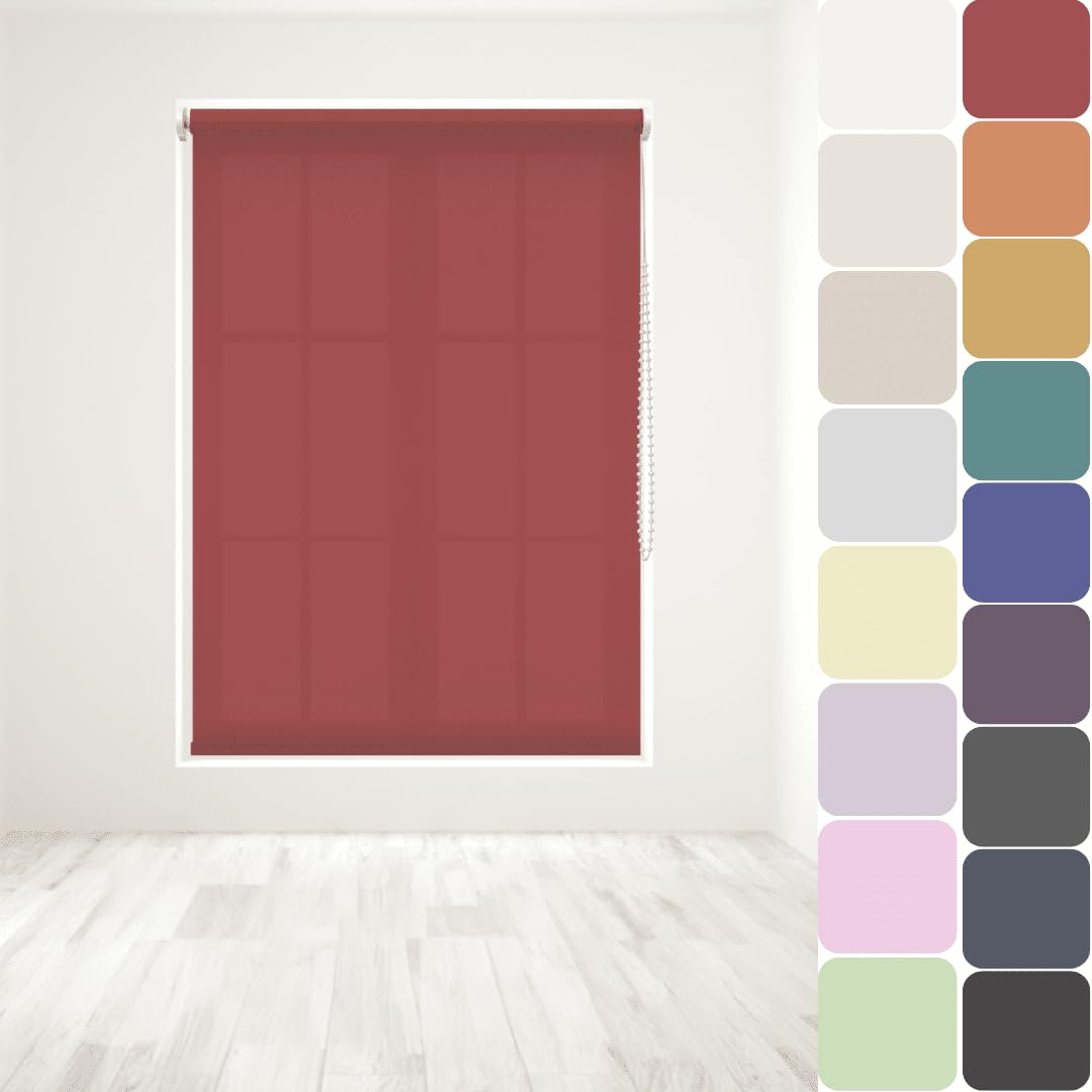 Straight Edge Dim-Out Roller Blind - Easy Fit Home Office - 180cm Width x 160cm Width Drop - Red โ image 1