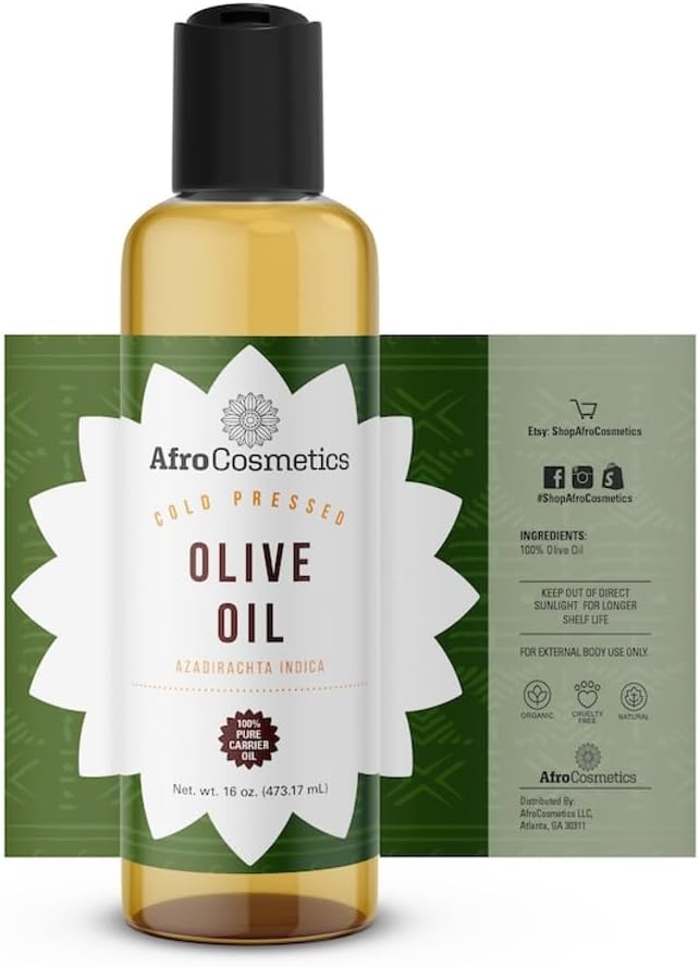 Olive Oil Organic Cold Pressed Moisturizer for Massage, Body, Hair and Face, 8 OZ