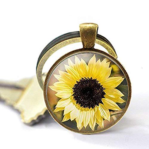 Preisvergleich Produktbild Sunflower Schlüsselanhänger Kupfer Blume Schlüsselanhänger, Blumen Schmuck, Sunflower Jewelry, Garten