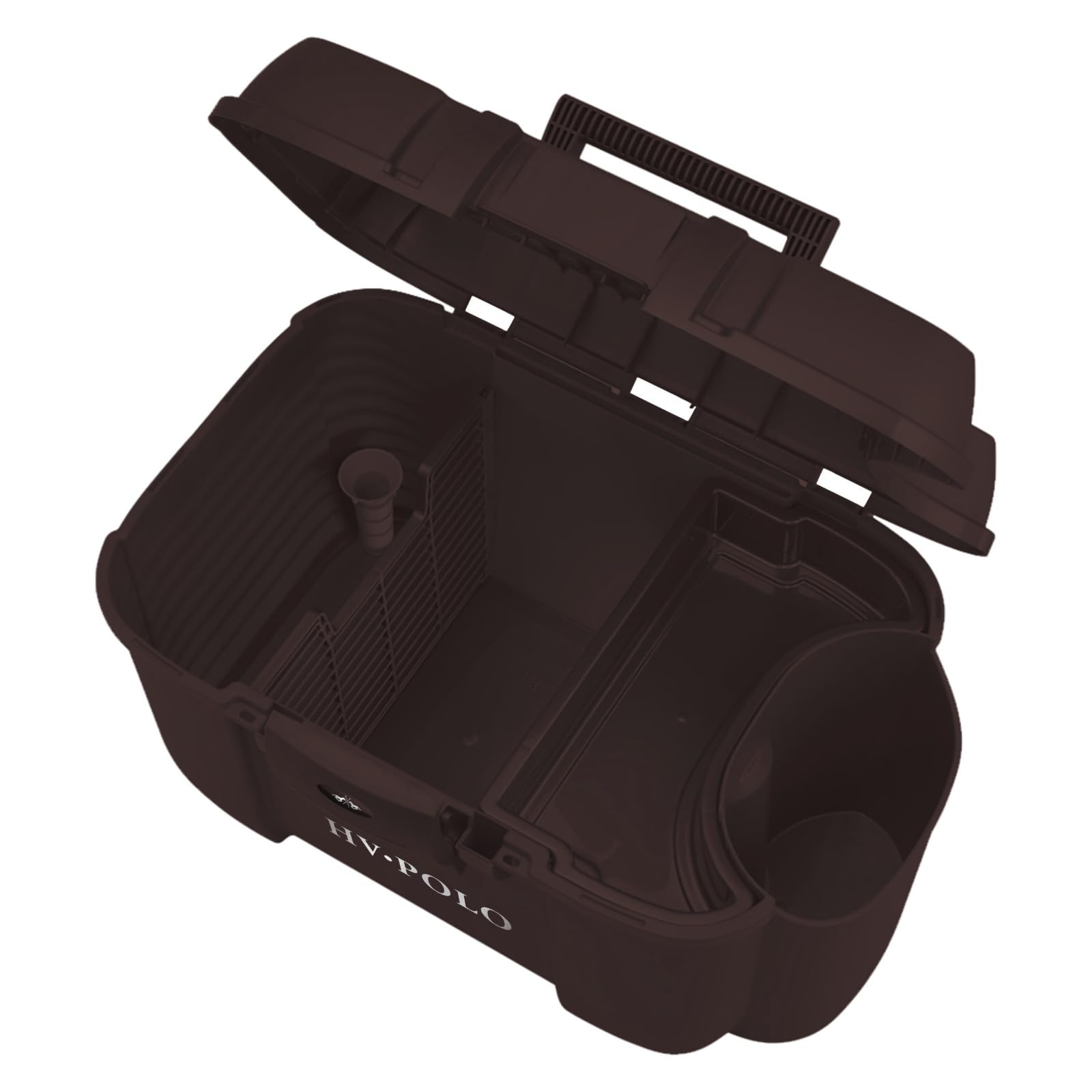 RL24 - Putzbox Grooming Box HVP-Nena – Braun (Wood) | Putzkoffer für Pferde – Putzkasten aus Hartplastik – mit Halterung für Gerte & 3 Innenbereichen – robuste Putzkiste