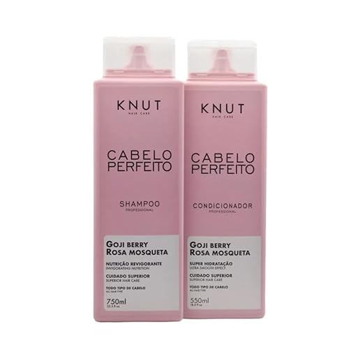 KNUT Cabelo Perfeito Kit | Shampoo + Condicionador (750 ml + 550 ml) – Rosa Mosqueta + Goji Berry, nutrição & brilho para fios danificados | Cruelty Free