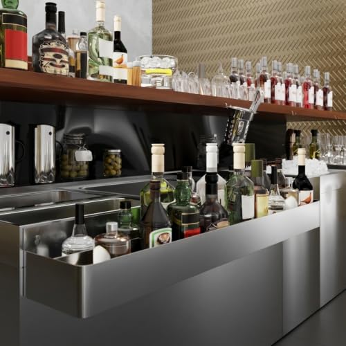 Image of AmGood 48 in. Abreast Double-Tier Stainless Steel Speed Rail Rack - Liquor Bottle Organizer for Bars, Restaurants, Nightclubs, and Home Bars