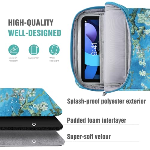Image of TiMOVO 9-11 inch Tablet Sleeve Bag Carrying Case with Strap, Apricot Blossom | Fits iPad A16 11 inch, Pad Air 11 /5th & 4th 10.9 inch, 10th Gen /10.2 inch, Galaxy Tab A11 Plus, Multi-Pocket, Handle, Padded Protection