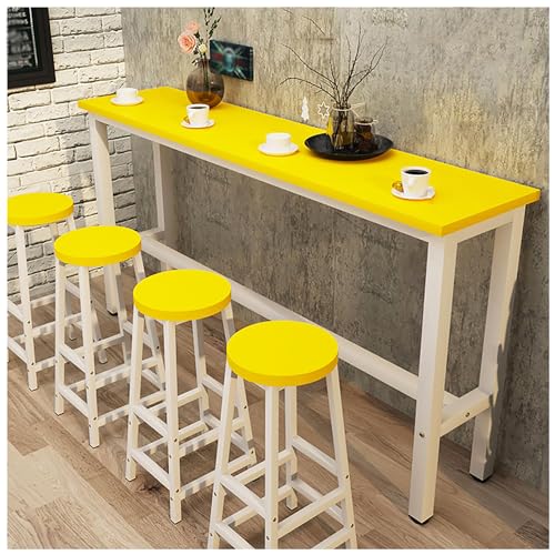 Mesa de bar, moderna mesa rectangular para sofá, mesa de comedor delgada con 3 taburetes para sala de estar y cocina
