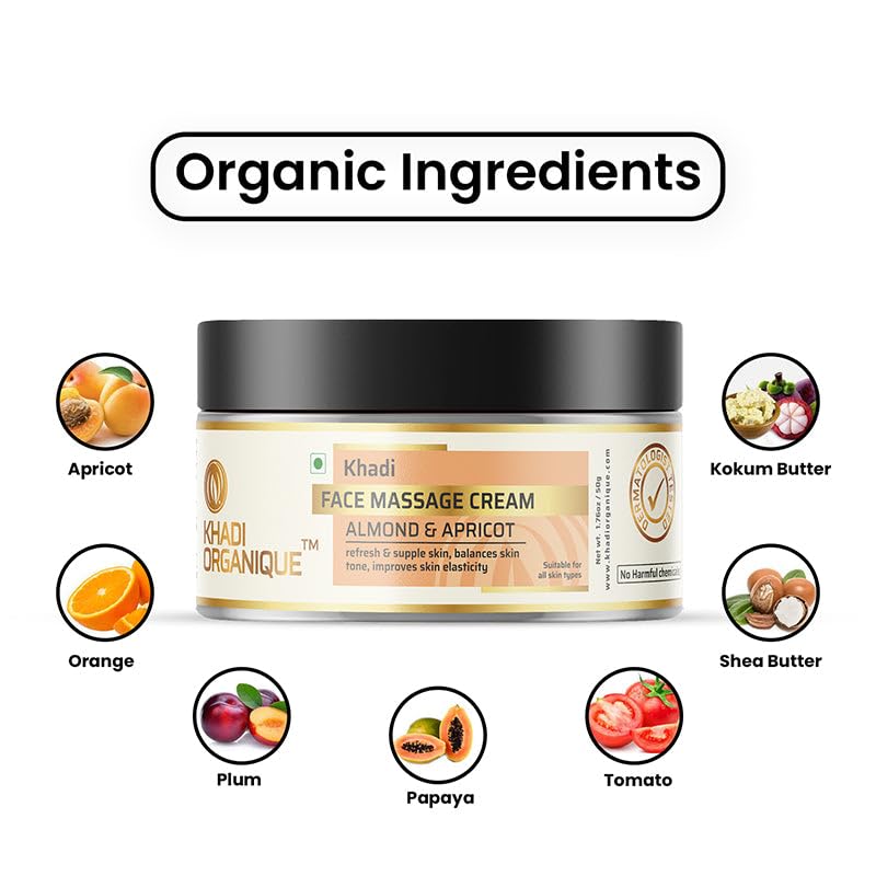 Image of Khadi Organique Almond & Apricot Face Massage Cream, 50 GM