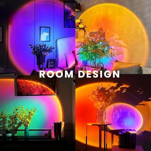Image of JIMEI Sunset Lamp Projector Led Lights for Bedroom Night Light RGB Lights Sun Sunlight Sunrise Lamp Mood Lighting Home /Room Decor Gifts for Women,Tabletop Multicolor