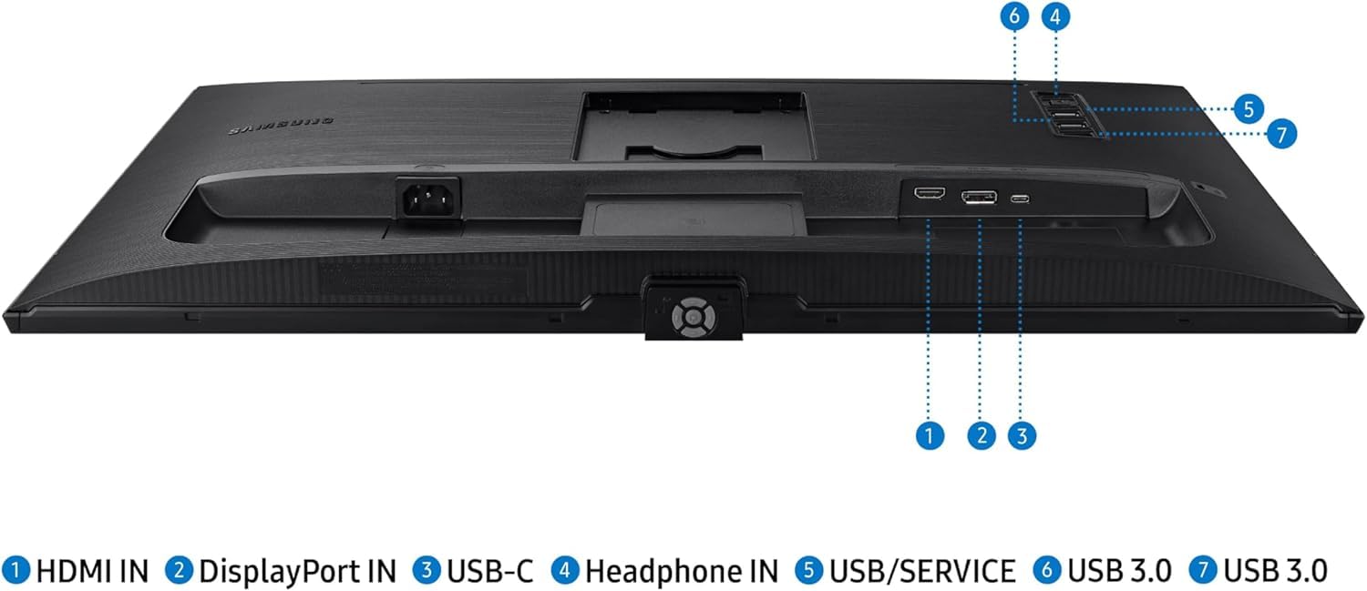 Samsung 27" 4K Monitor | UHD (3840x2160) IPS Panel | USB-C | Eyecare | 90W PD | HDR10 | 60Hz - 5ms | Tilt/Height/Pivot Adjustable Stand | HDMI - DisplayPort | Black