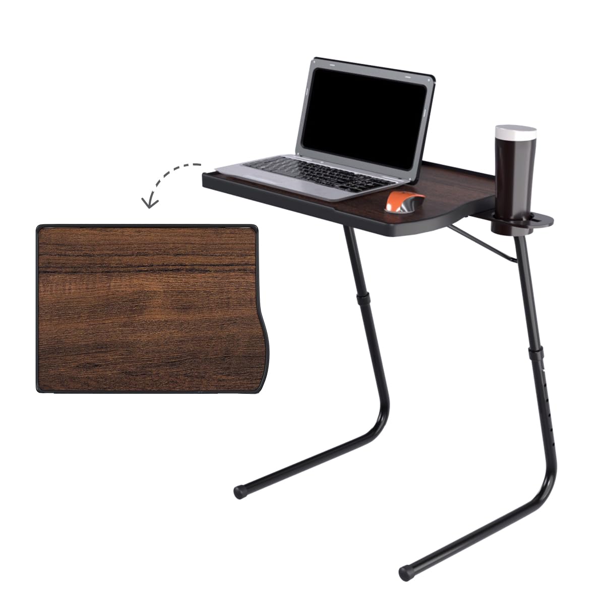 TABLE MAGIC - Pro Extended Work Space Laptop Table Mat Finish Laptop Table Multipurpose Height Adjustable Work Study Tv Tray Table Lap Desk (Smart, Classic Walnut)