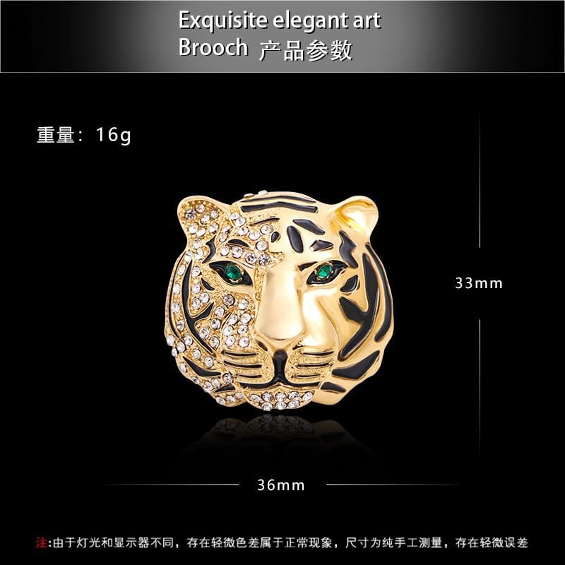 Cool Rhinestone Tiger Head Brooch Pins Gold Silver Color Animal Lapel Pin Elegant Charm Lion Coat Collar Brooch for Men Suit Pin - Image 5