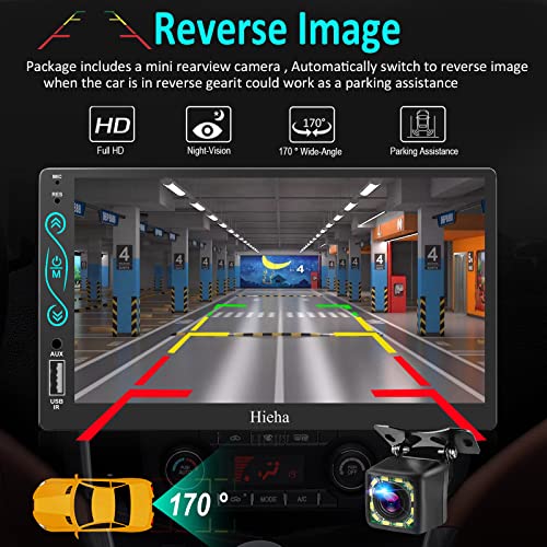 Hieha Double Din Car Stereo Compatible with Apple Carplay and Android Auto, 7 Inch Bluetooth Car Radio with Full HD Touchscreen, Support FMAM Radio, Backup Camera, AV Input, SWC (SS1998)