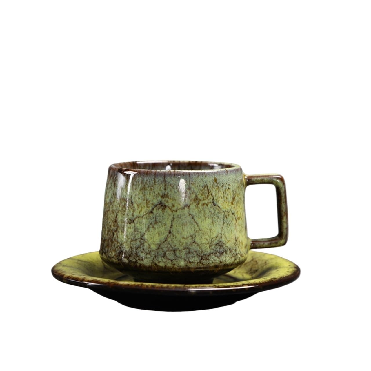 LIBANGRONG-888 Mugs Coffee/tea Cup with Saucer Set Ceramic Retro Stoneware Mug 180ml Milk Tea Cup