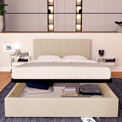 Baldiflex Einzelbett mit Aufbewahrungsbox Dublin aus Kunstleder, Lattenrost für Einzelbetten 180 x 190 cm, elegantes Kopfteil, Weiß – Bild 3