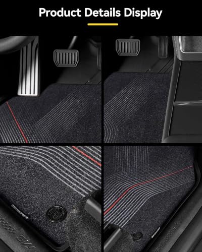 Image of 3W 9PCS Floor Mats for Tesla New Model Y 2025-2026 Only for Standard | & Star Trails Carpets TPE All Weather Floor Liner, Trunk Mats & Seat Back Cover Protector, Cargo Liners, Model Y Accseeories