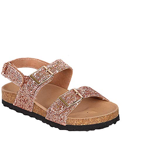 kids double strap cork glittery flat sandals (mars-1A)3