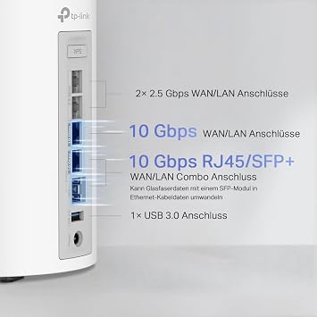TP-Link Deco BE85 Wi-Fi 7 Mesh WLAN Set BE19000 Tri-Band Router and Repeater (10 Gbit/s Ethernet/Fiber Port 19 Gbps Wi-Fi Speed WPA3 320 MHz Channels 6 GHz)