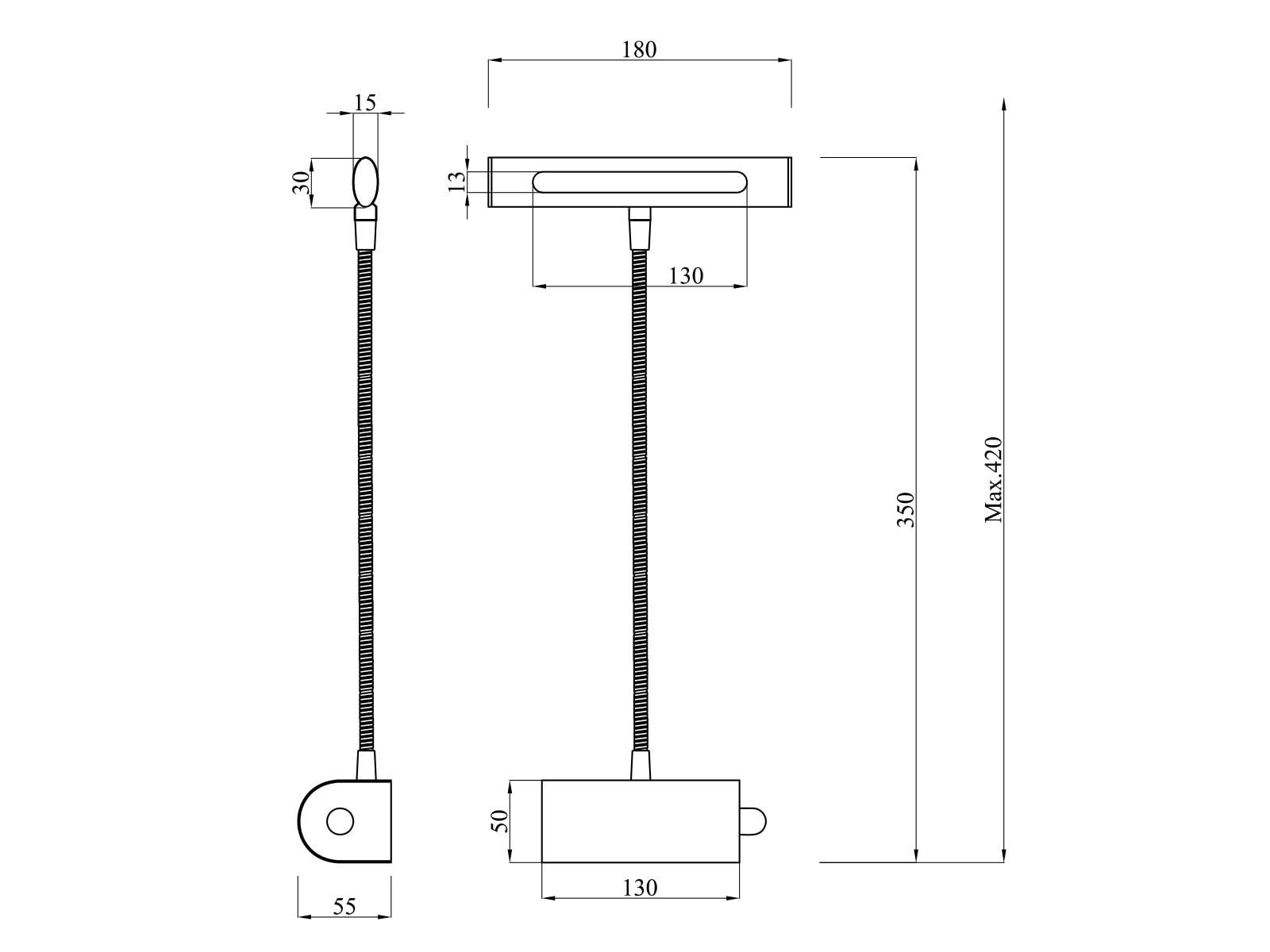 2 lampes modernes à LED - Idéales pour l'éclairage de tableaux - Avec bras flexible en laiton vieilli - Intensité variable via variateur rotatif