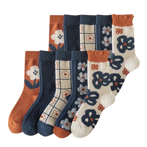 Image of Wool Socks for Women Thick Knit Vintage Cute Floral Crew Socks | Soft and Breathable, Cute Floral Design
