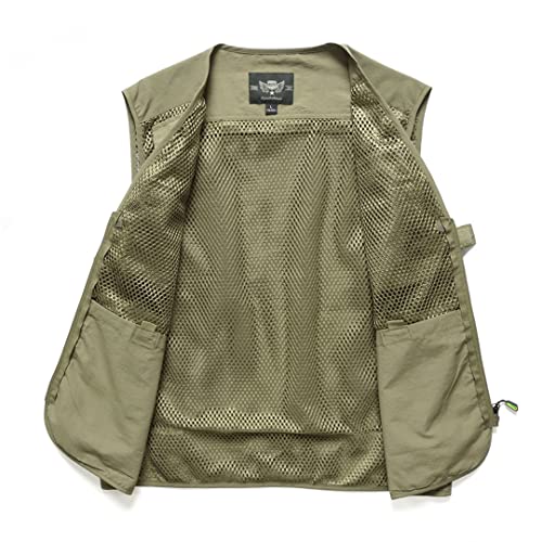 Men Multi-Pocket Classic Vest Unloading Solid Quick Dry Sleeveless Jacket Work Vest4