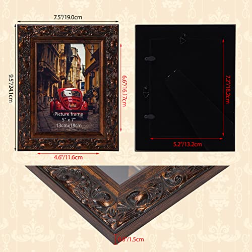 Mebrudy 5X7 Picture Frames Set Of 2, Vintage Antique Photo Frames For Wall Mount Or Table Top, Brown #TOP6
