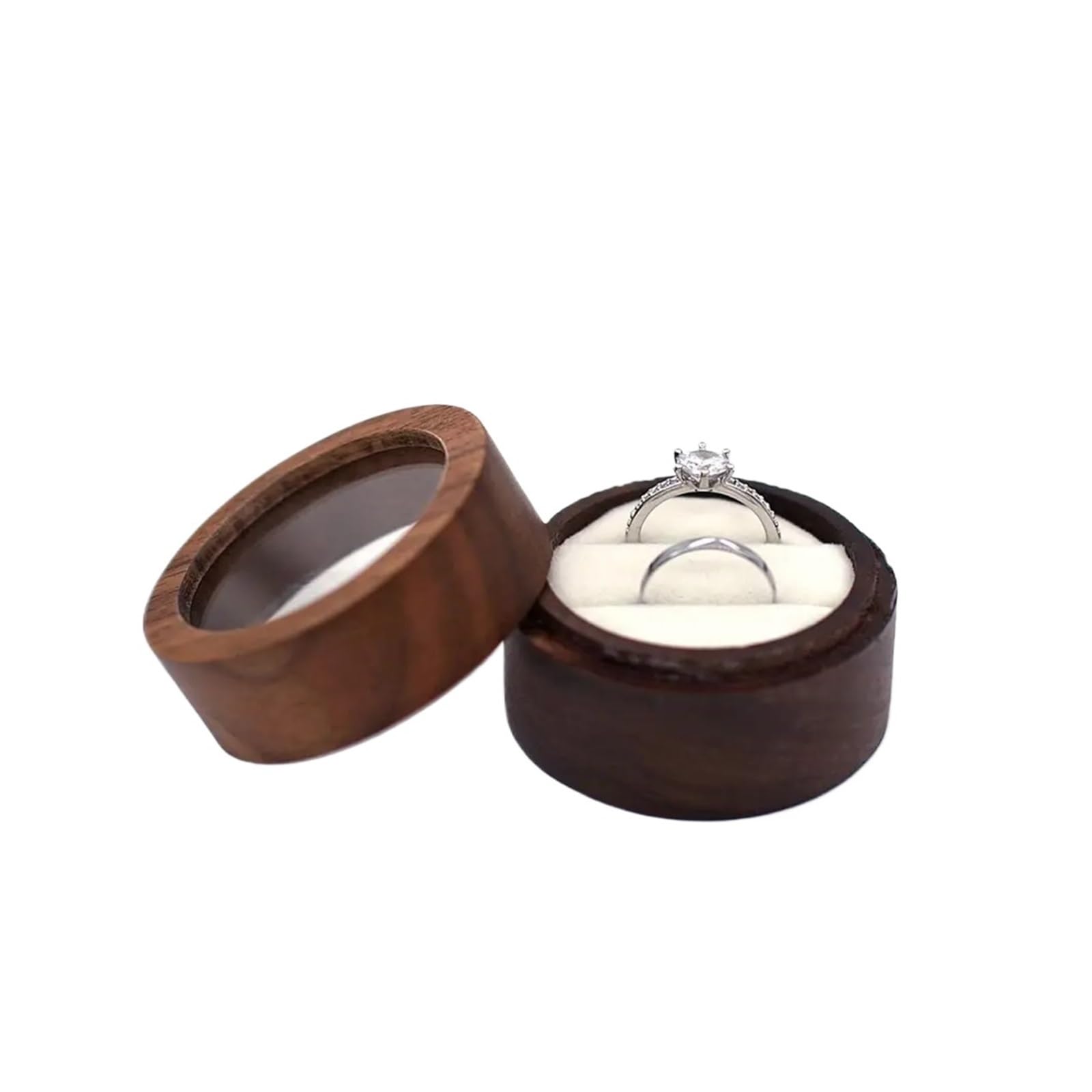 LCKKJHG Wedding Ring Box Round Proposal Case Jewelry Box Earrings Organizer Engagement Ceremony Ring Storage Bearer Presentation(Color 13)