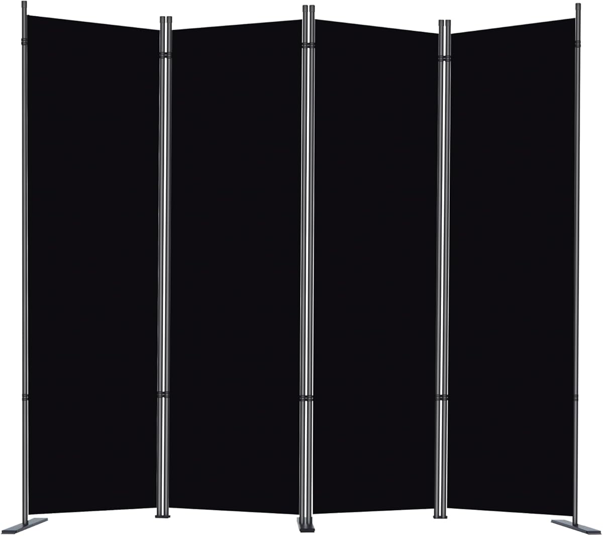 RANTILA 4 Panel Room Divider, 6 FT Folding Privacy Screen with Wide Feet, Freestanding Partition for Room Separation, Portable Room Divider Panel, 89" W x 71" H, Black