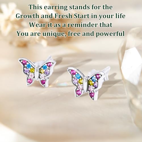 Cute Butterfly Stud Earrings for Girls,Hypoallergenic Tiny Sparkling Crystal Earrings, Best Gift for Daughter,Granddaughter, Birthday, Christmas, Graduation4