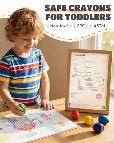 Image of JUPITEARTH Egg Crayons for Toddler 1-3, Non Toxic Jumbo Crayons, 6 Colors